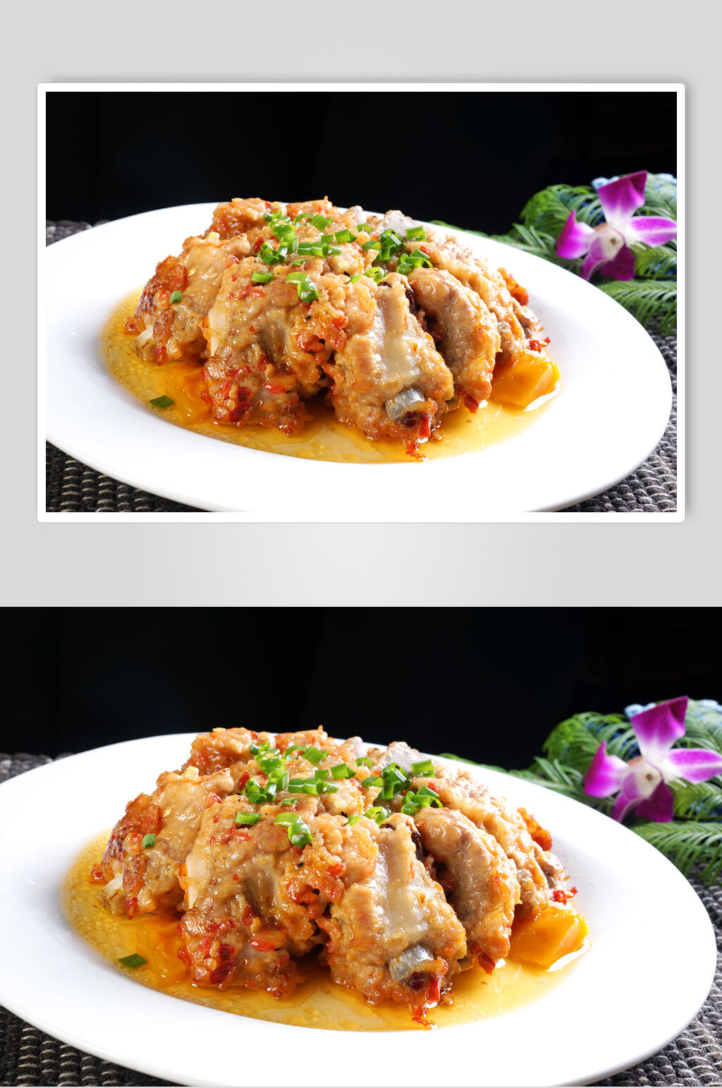 热菜南瓜蒸排骨食物高清图片素材
