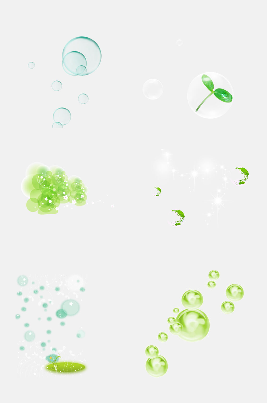 清新绿色泡泡效果免抠素材