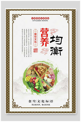 中式创意营养均衡饮食餐饮文化海报