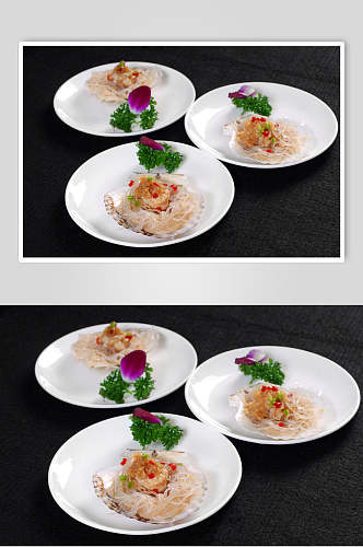 精品美味蒸菜蒜茸扇贝食物图片