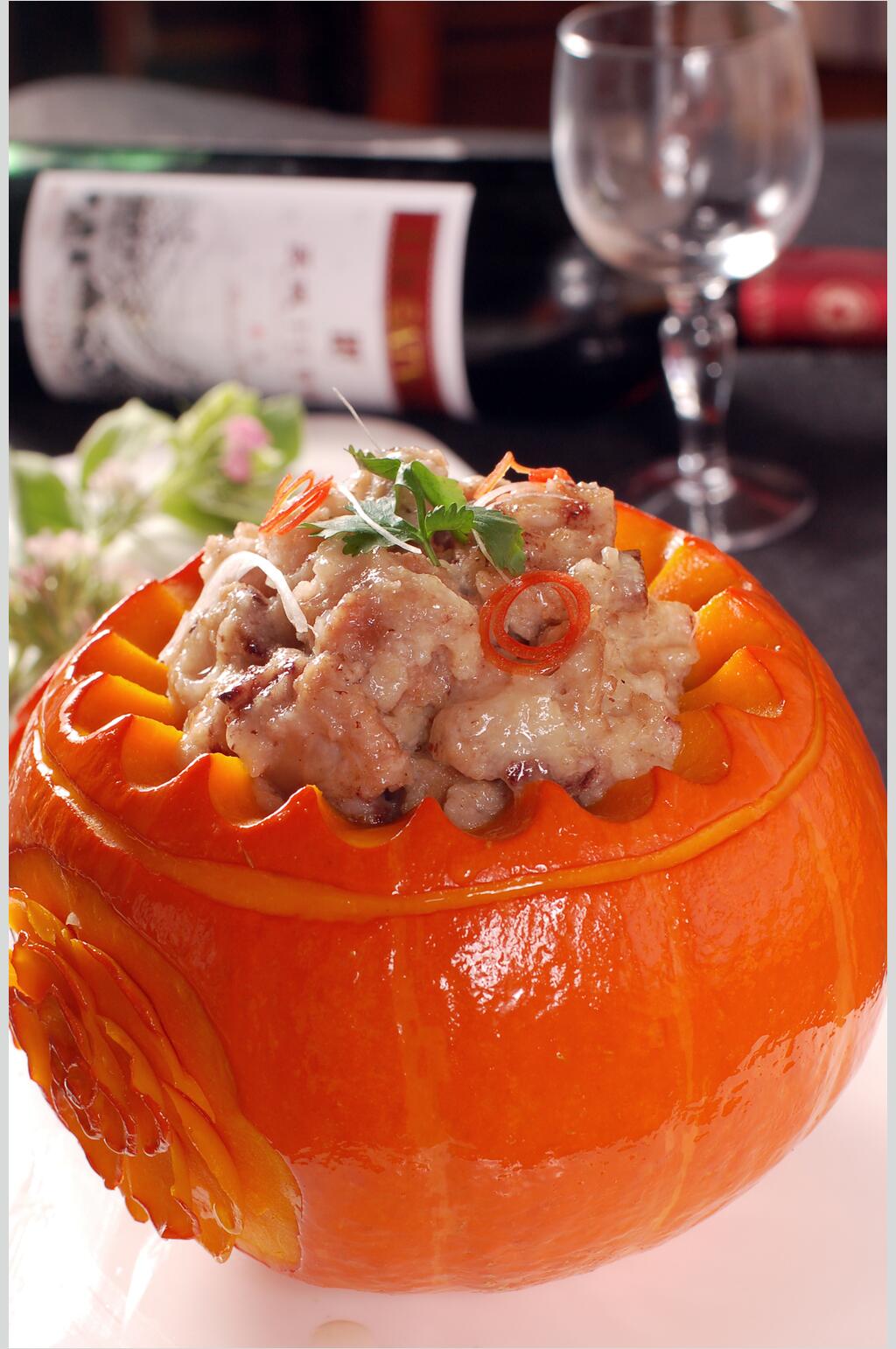 蒸菜金瓜排骨食物高清图片素材