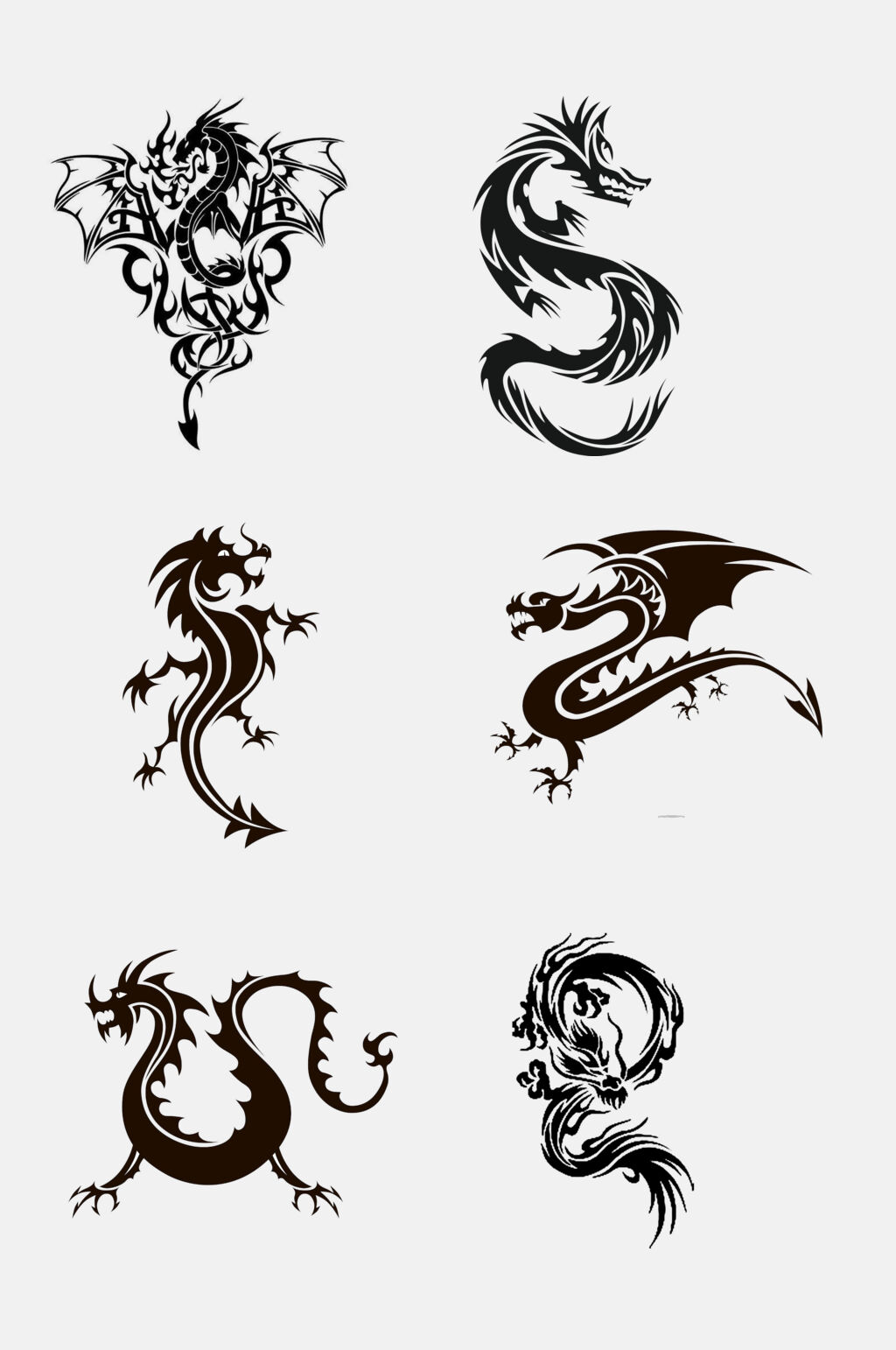 黑色中国风神兽龙纹图案免抠素材