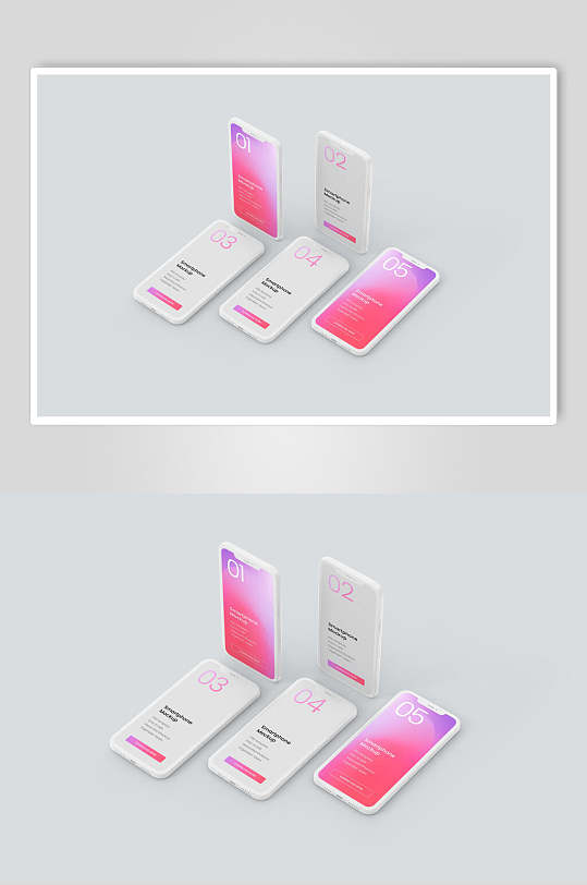 粉色渐变手机界面展示样机设计