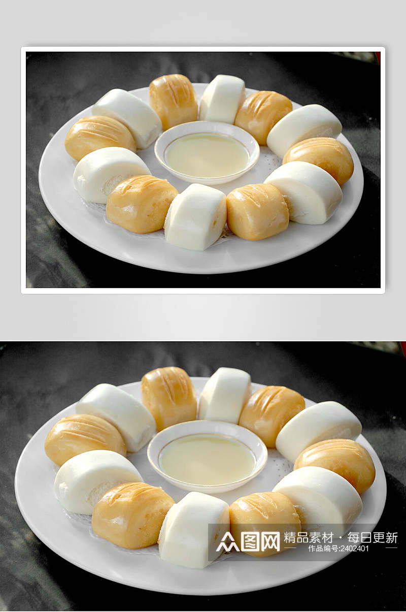 奶油金银鸳鸯馒头食物高清图片素材