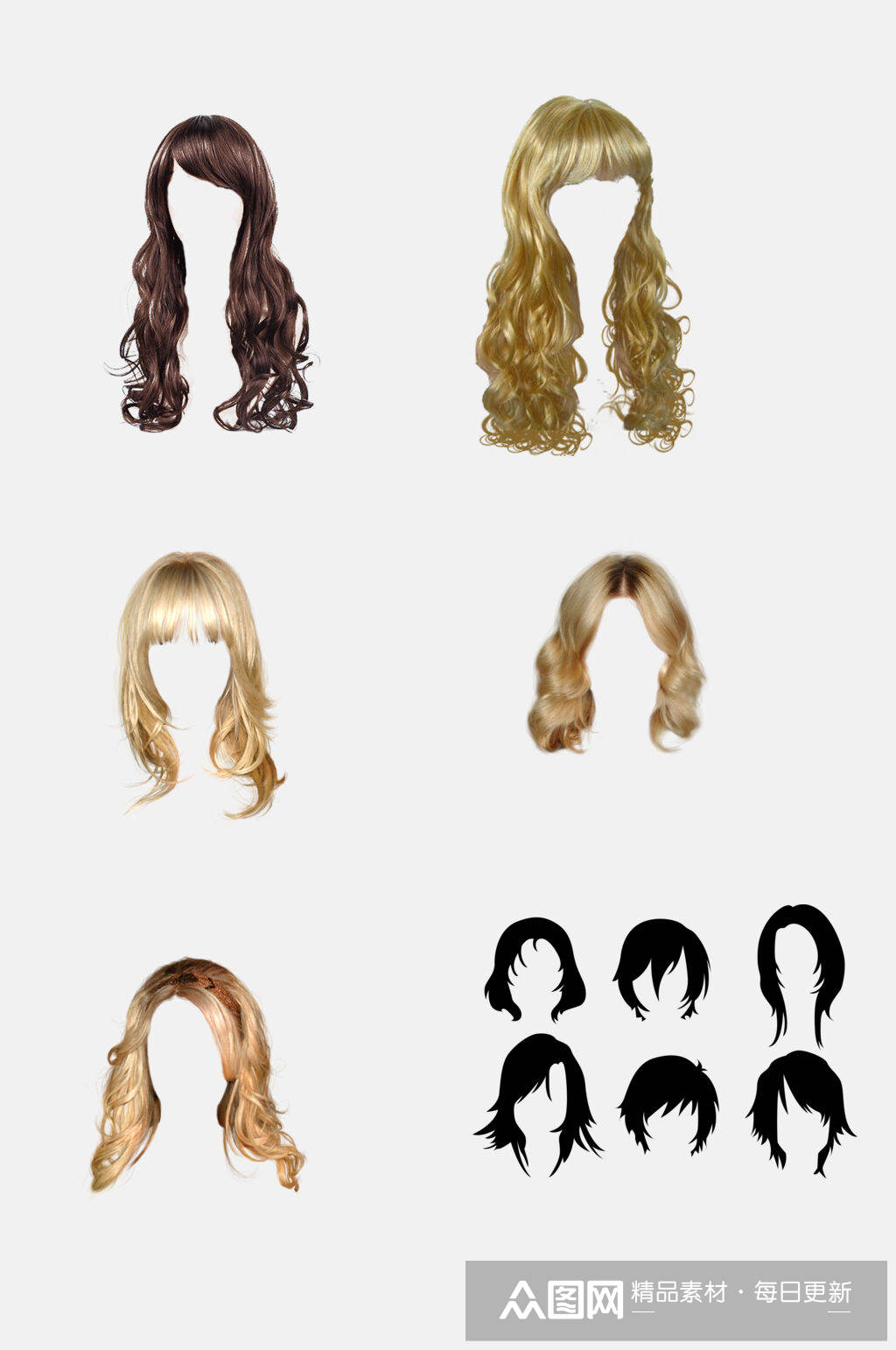 烫发发型头发免抠素材