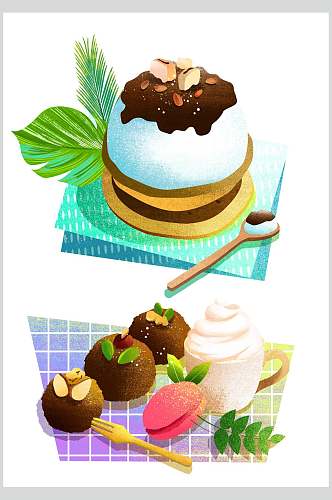 冰淇淋蛋糕美食插画素材