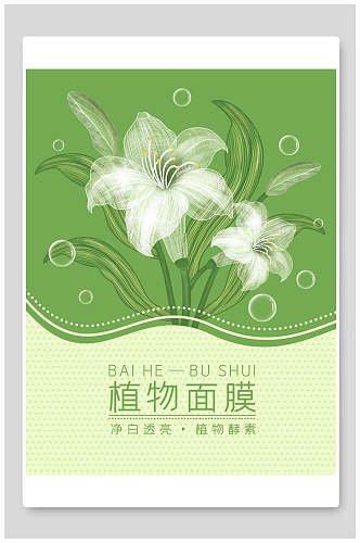 绿色手绘植物面膜海报包装设计
