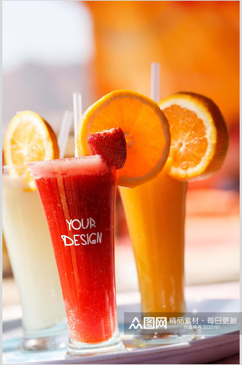 夏日饮品果汁创意字母LOGO样机素材