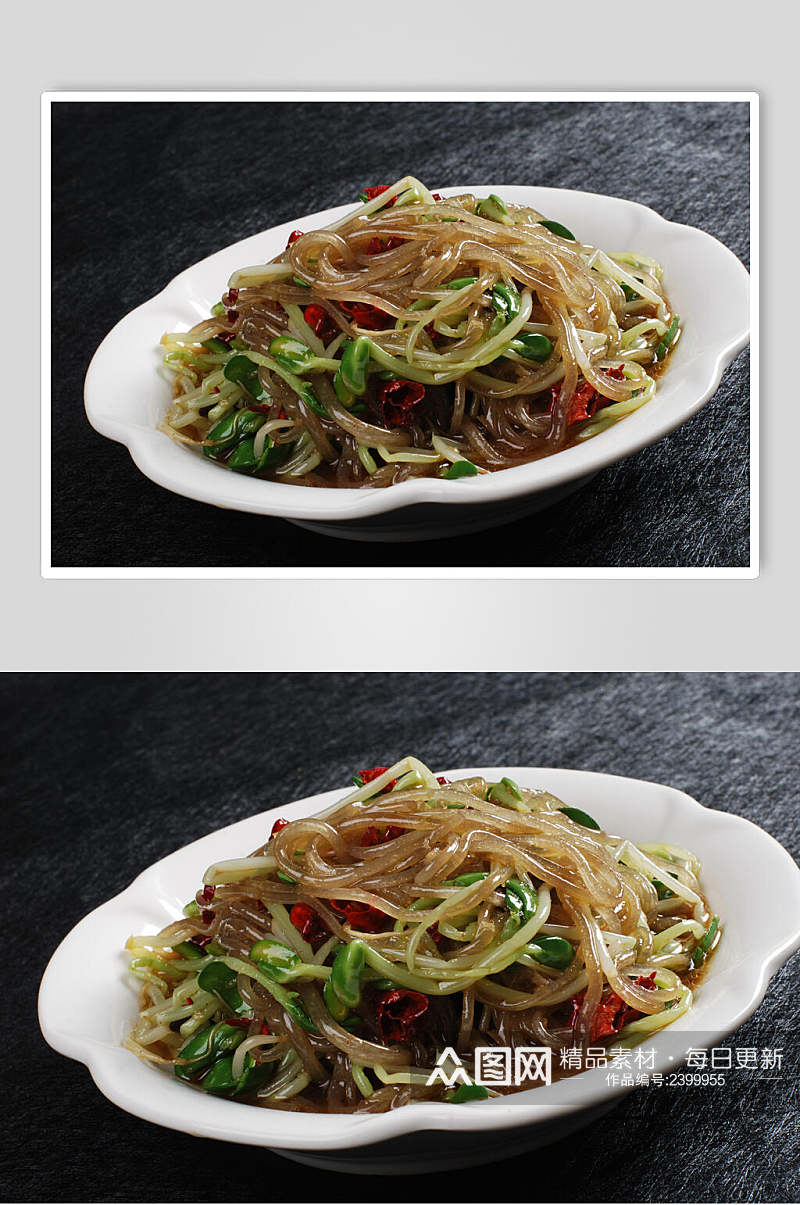 豆青拌粉条食物摄影图片素材