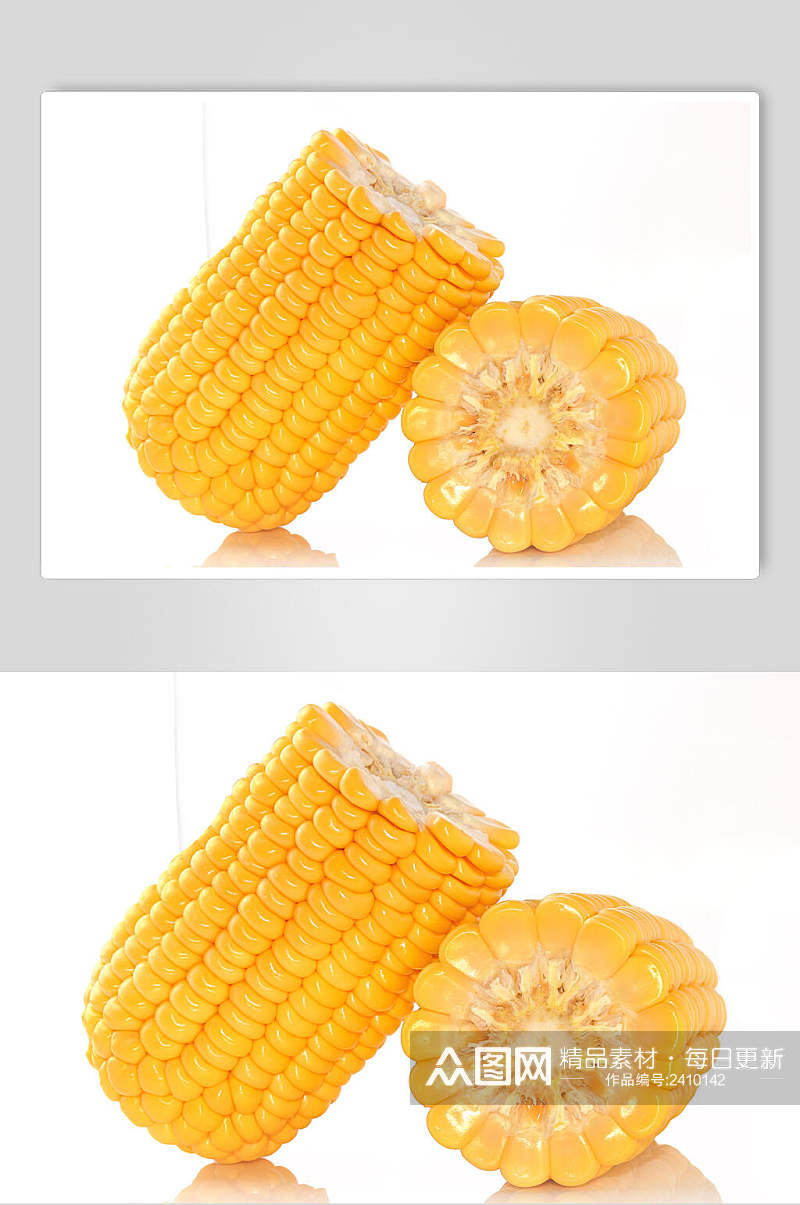 白底玉米棒玉米粒图片素材