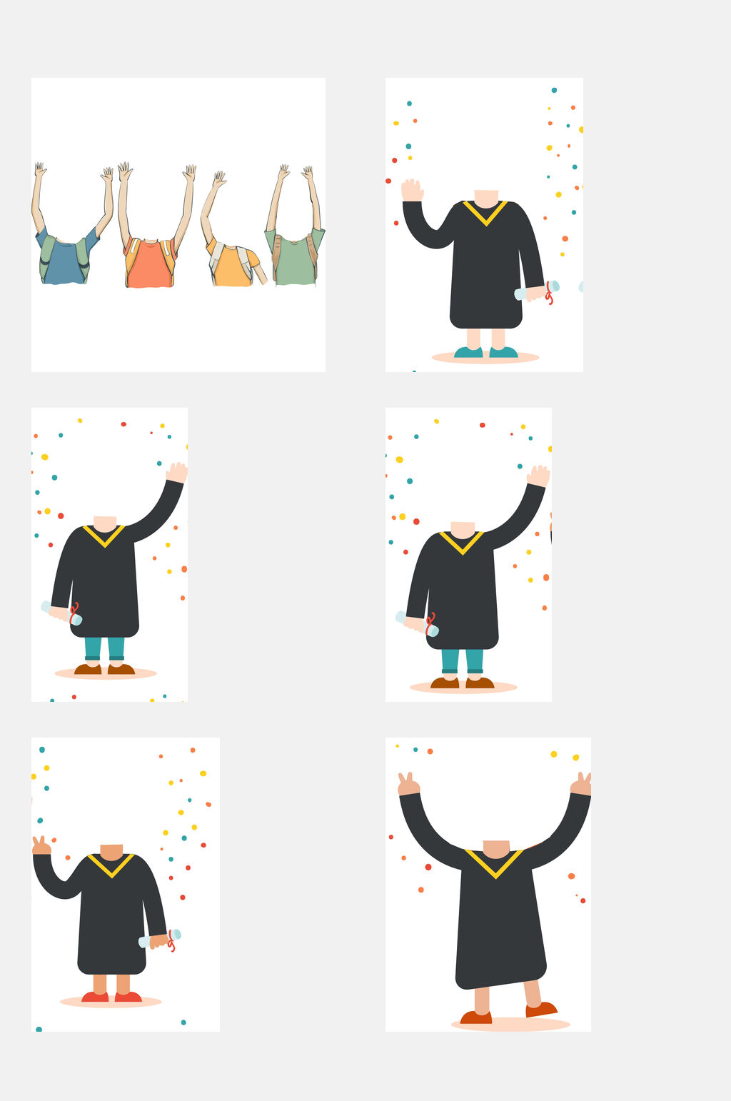 缤纷毕业季学士服免抠素材素材
