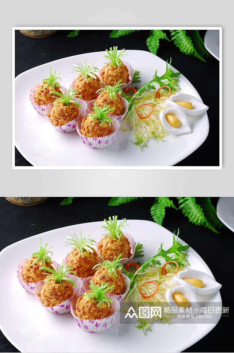 新鲜菠萝酥食物高清图片素材
