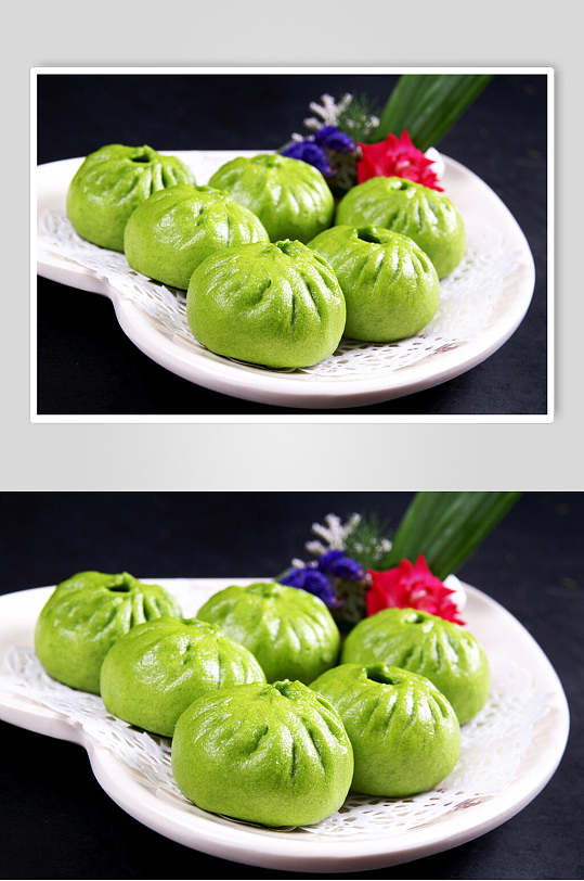 美味翡翠包子食物高清图片