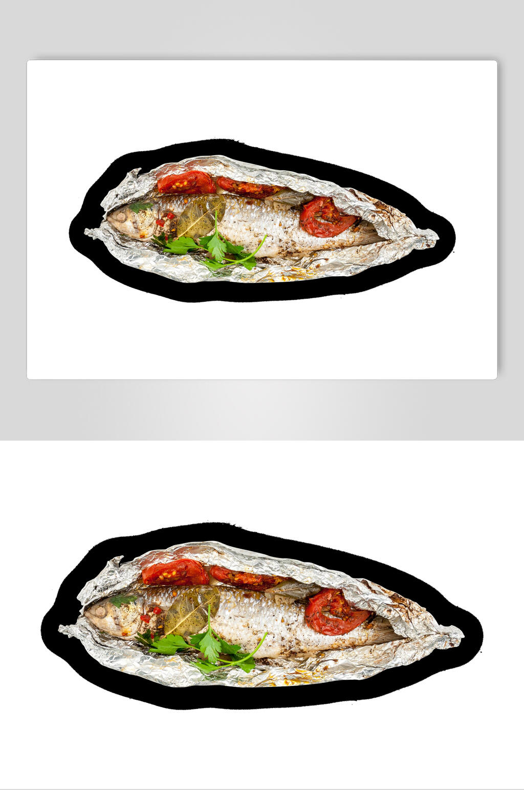 白底烤鱼美食素材素材