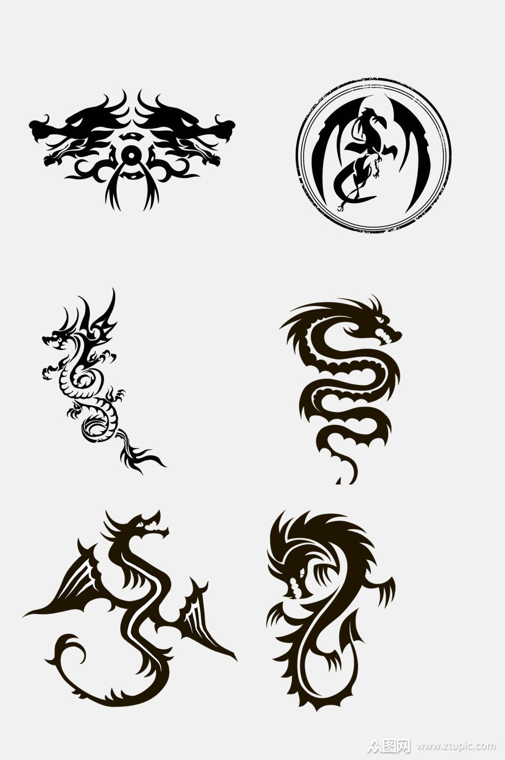 黑色中国风龙纹图案免抠素材