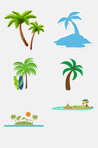 清新海岛风椰子树免抠素材