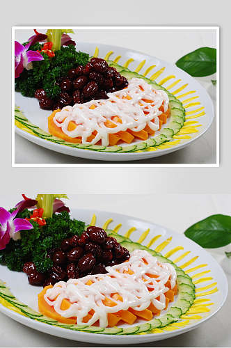 金枣木瓜沙拉食物高清图片