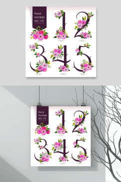 数字花卉卡片封面背景设计矢量素材