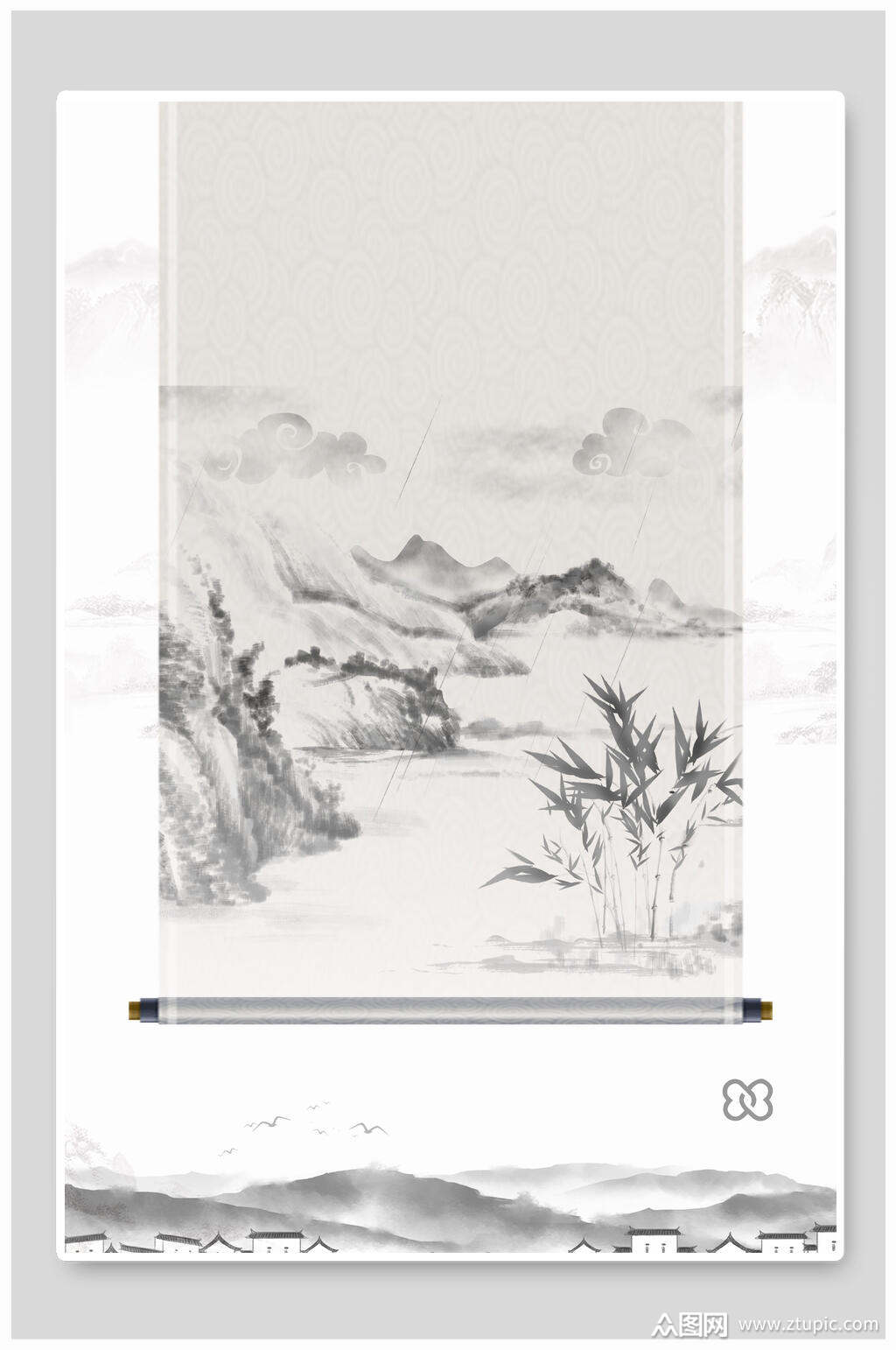 水墨画卷海报背景素材模板下载-编号2551204-众图网