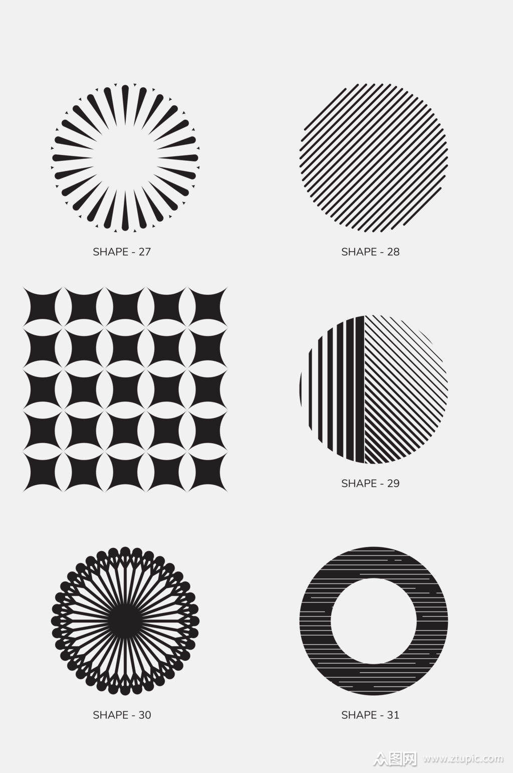 时尚黑白几何图案免抠素材