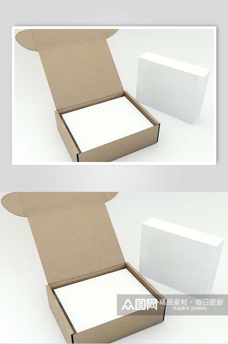 牛皮纸盒衣服包装盒样机素材