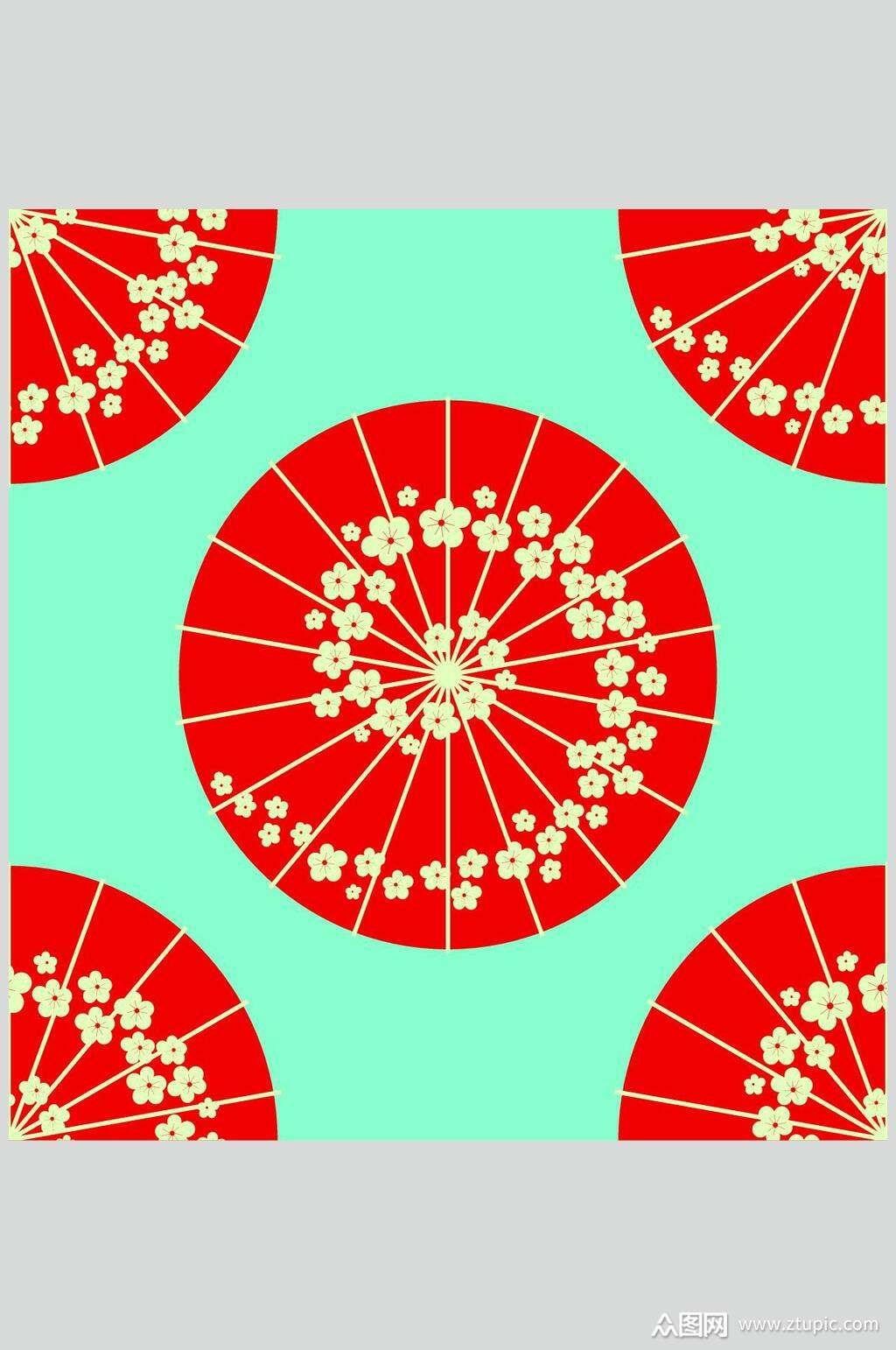 简洁创意日式和风印花矢量素材