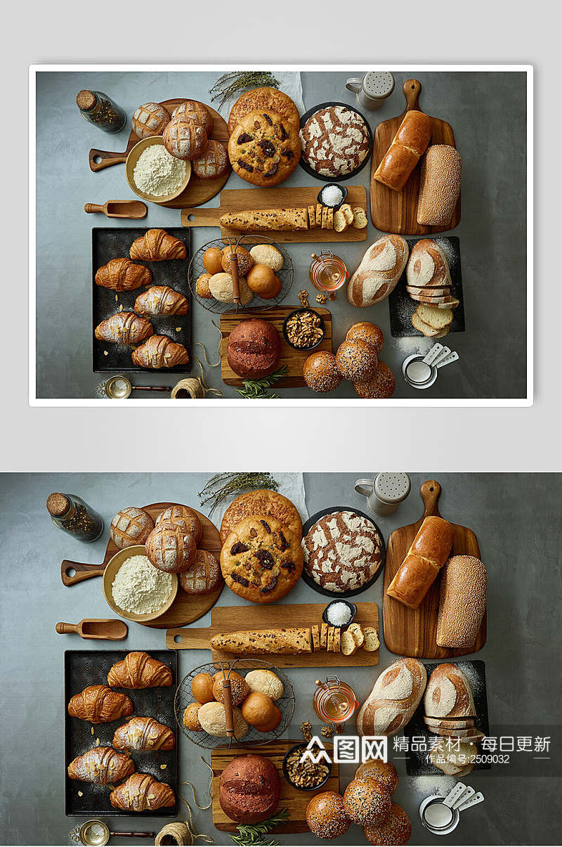 营养早餐面包食品美食甜品摄影图素材