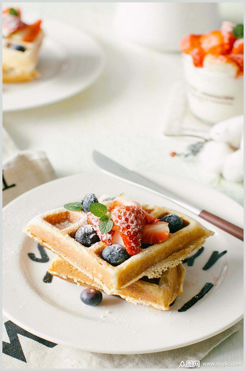 华夫饼食物美食摄影图素材