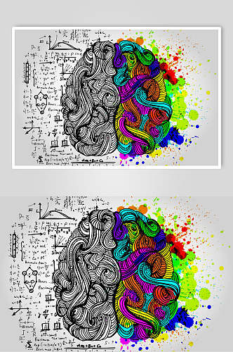 大脑线条创意手绘大脑矢量元素