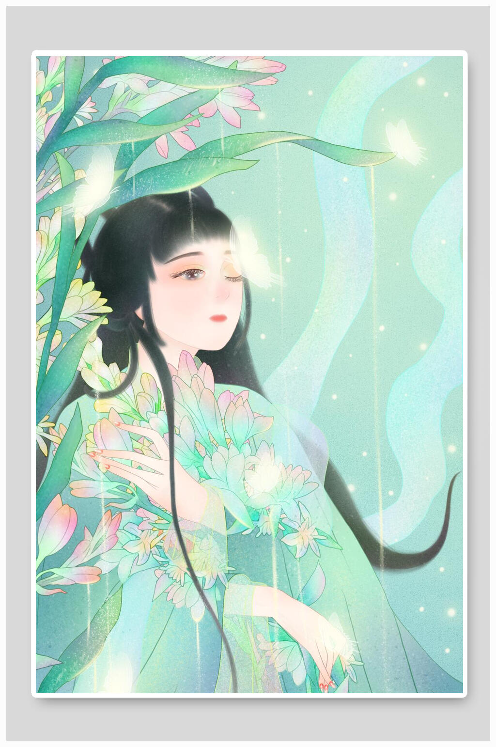 古装少女汉服背景素材素材