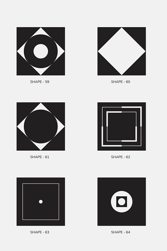 方形黑白几何图案免抠素材