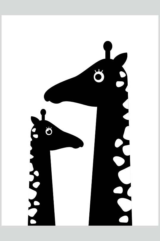 长颈鹿手绘涂鸦图案矢量素材