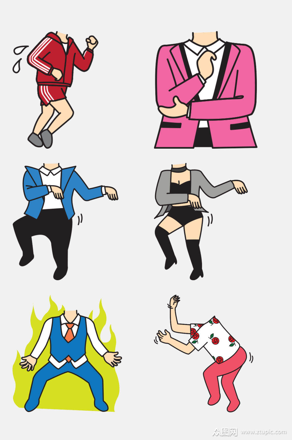 卡通运动搞怪身体免抠素材模板下载-编号2496982-众图网