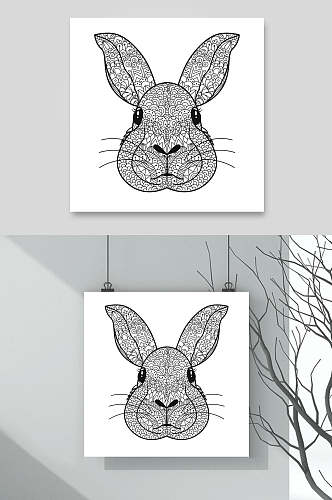 兔子手绘涂鸦图案矢量素材