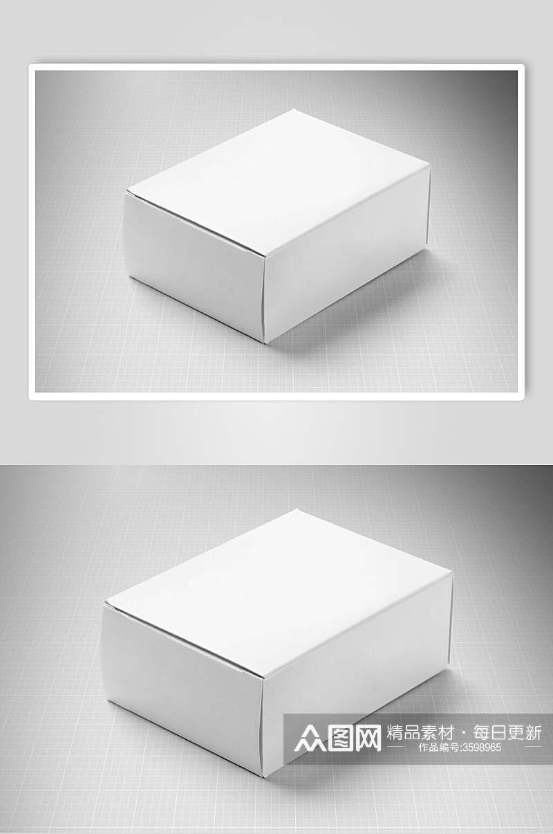 简约白色长型方块盒子样机素材