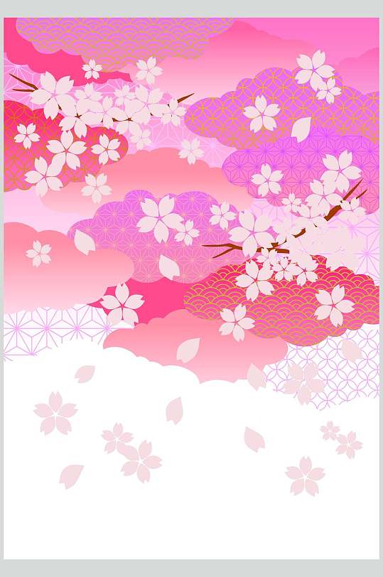 樱花日式和风印花矢量素材