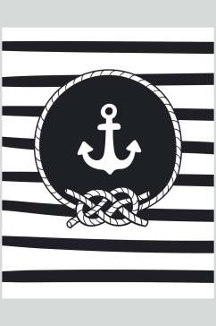 黑白船锚手绘涂鸦图案矢量素材
