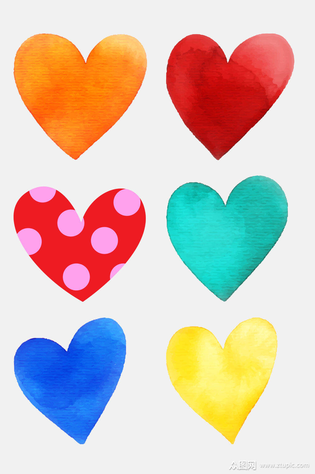 彩色时尚唯美心形免抠元素素材