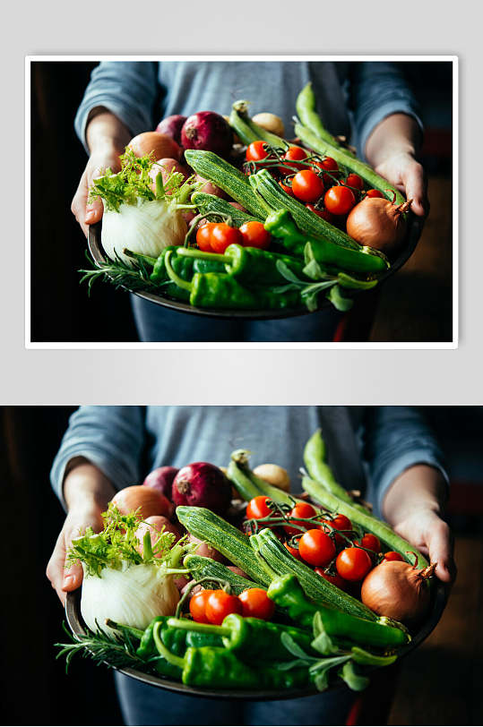绿色有机食物食材烹饪摄影图