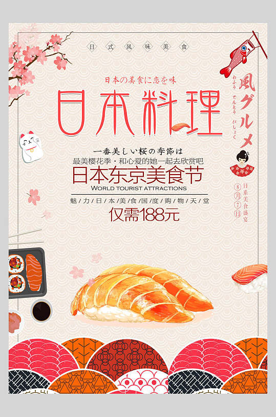 日本东京日式料理美食海报
