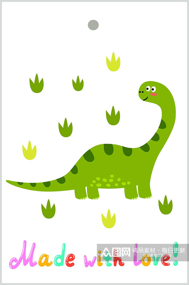 绿色恐龙手绘涂鸦图案矢量素材素材