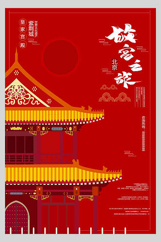 北京故宫之旅国潮海报