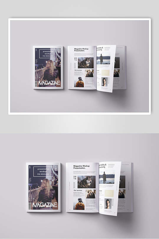 杂志简约翻页画册样机-众图网