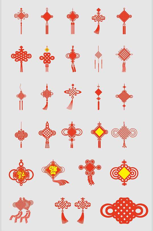 中国结花纹徽章新年矢量素材