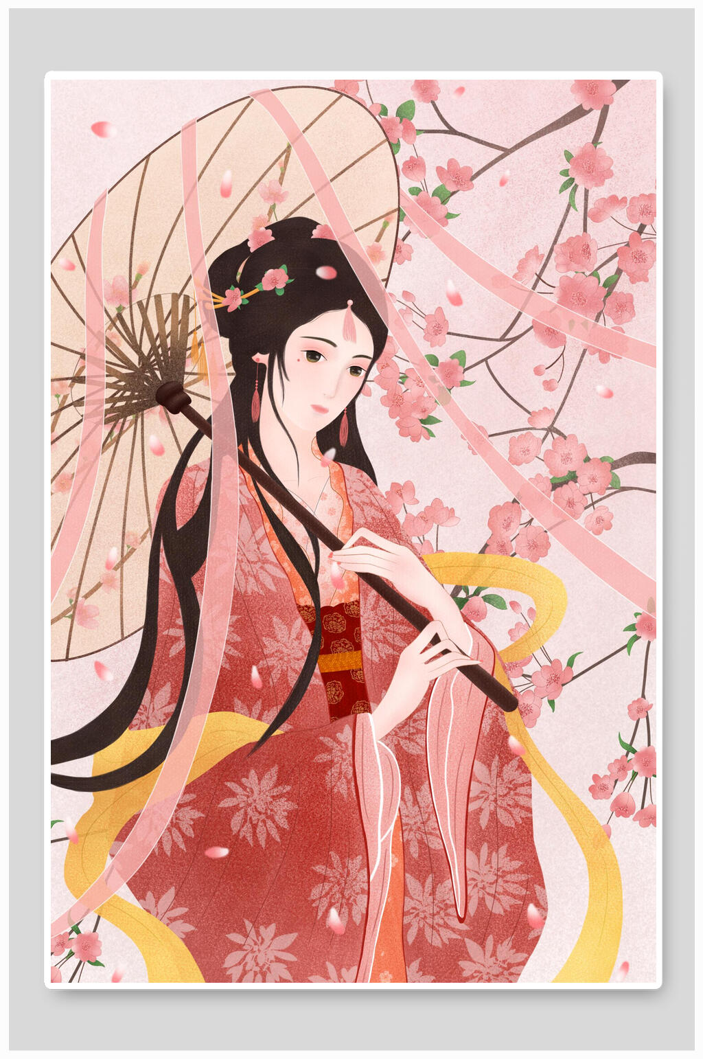 古装少女汉服背景素材素材