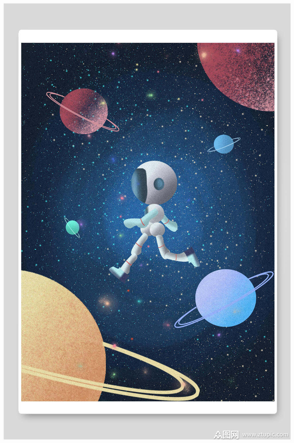 太空宇宙卡通宇航员插画