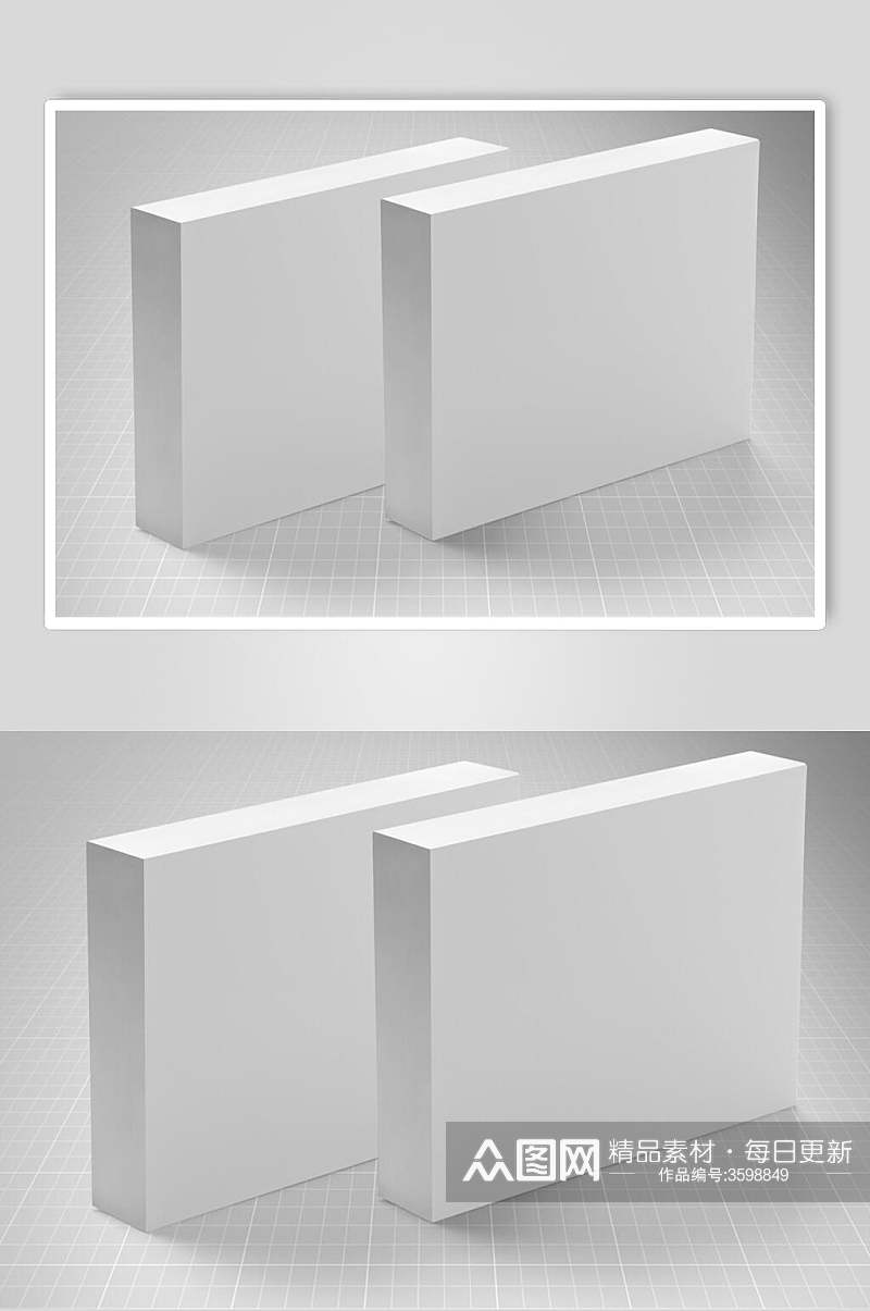 极简白色长型方块盒子样机素材