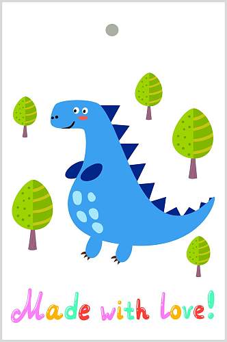 蓝色恐龙手绘涂鸦图案矢量素材
