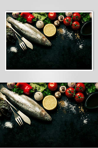 海鲜蔬菜食物美食摄影图