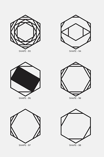 简洁黑白几何图案免抠素材